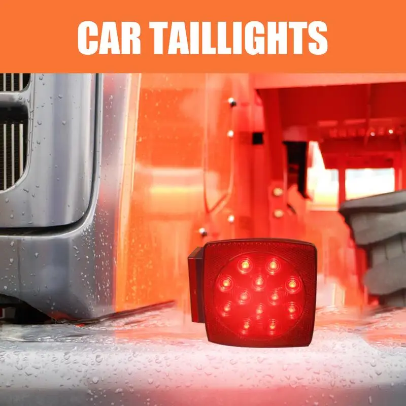 Square Tail Lights For Truck Waterproof 2Pcs Car Rear Lights 12V Running Light Lamp License Plate Light For Car Boat Trailer