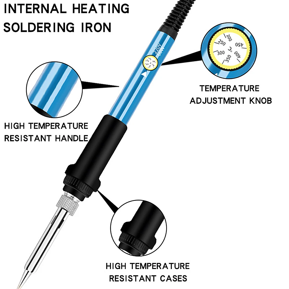 WENXING Full Set 60W 110V/220V Electric Soldering Iron Kit with Adjustable Temperature Welding Iron Electronic Repair Tool