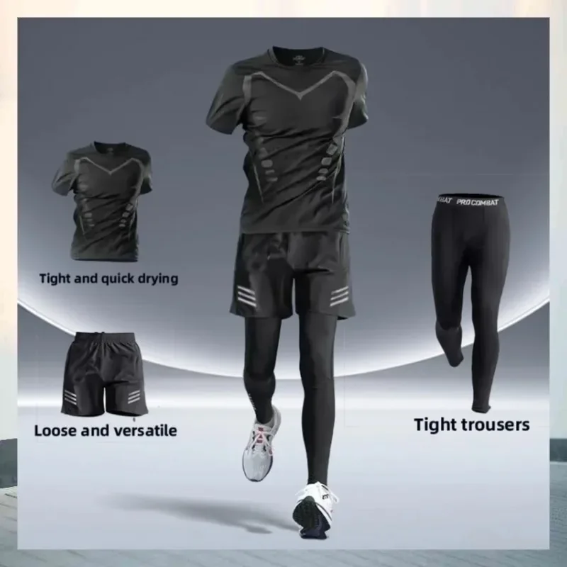 

Sports suit Men's fitness suit summer running speed breathable suit professional morning running suit