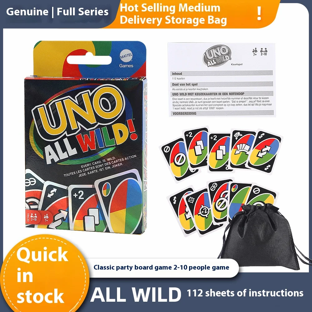 Mattel Games Uno All Wild Card Game with 112 Cards Family Adult Game Night for Players 7 Years Older Gift Battle Game Card Toy