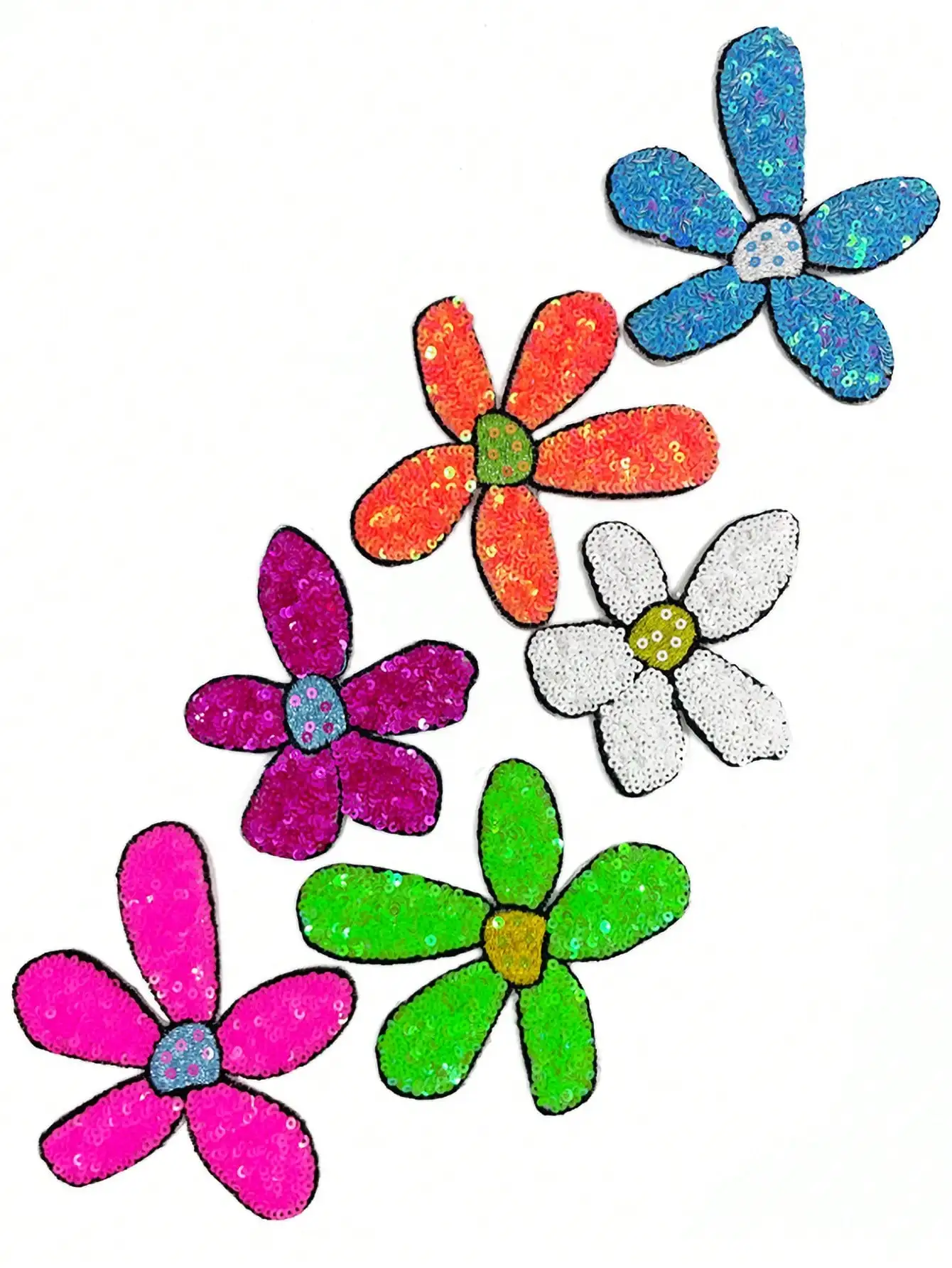 1 Piece Iron On Fashion New Sweet Small Size Colourful Flowers Bead DIY Clothes Bags Decorative Stickers Sequins Subsidies Patch
