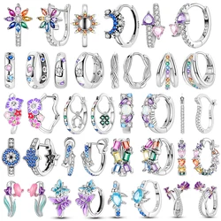 925 Sterling Silver Colored Diamond Zircon Earrings for Women  Morning Glory Butterfly Turtle Earrings Fashion Party Jewelry