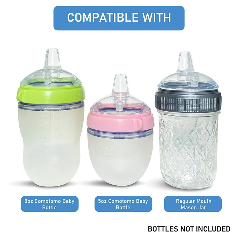 2Pcs Sippy Spout Nipples For Comotomo Baby Bottle And For Mason Baby Bottle Easy To Clean Spill-Proof, 7CM Diameter