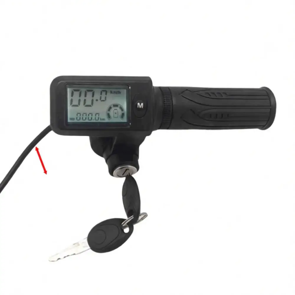 LCD Screen Twist Throttle Handle With Security Key Lock For 24V 72V Electric Bicycle Power Speed Adjustment