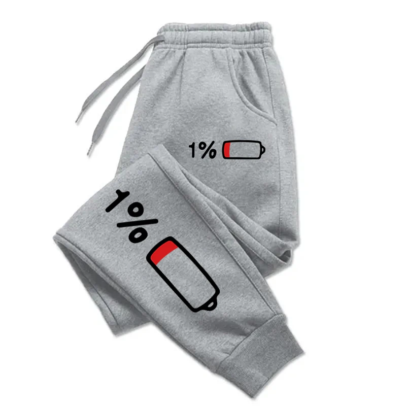 Fun Please Charge Prints Womans Trouser Warm Jogger Sweat Pants Pocket Drawstring Baggy Clothing Couple Fashion Fleece Sweatpant