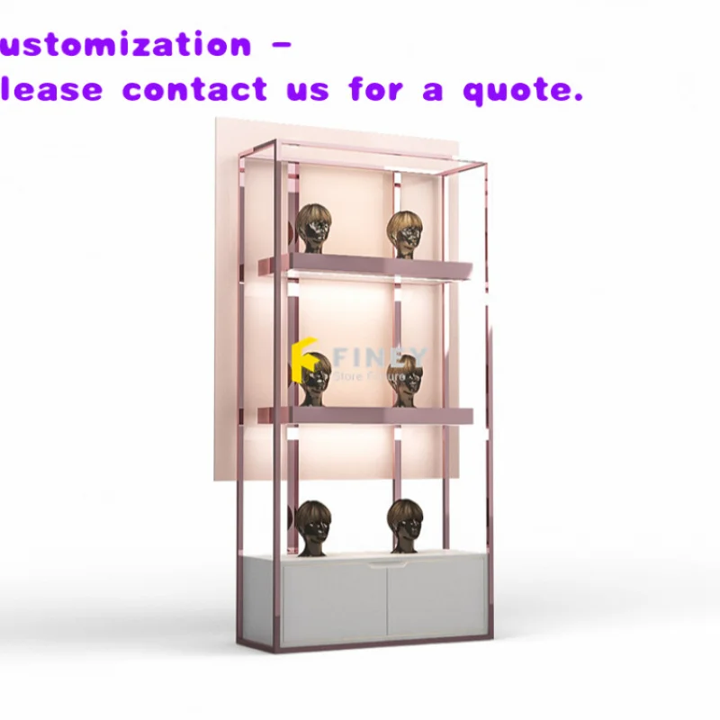 custom.Customized Wig Store Interior Design Decoration Factory Price Salon  Mannequin Rose Wig Display Furniture