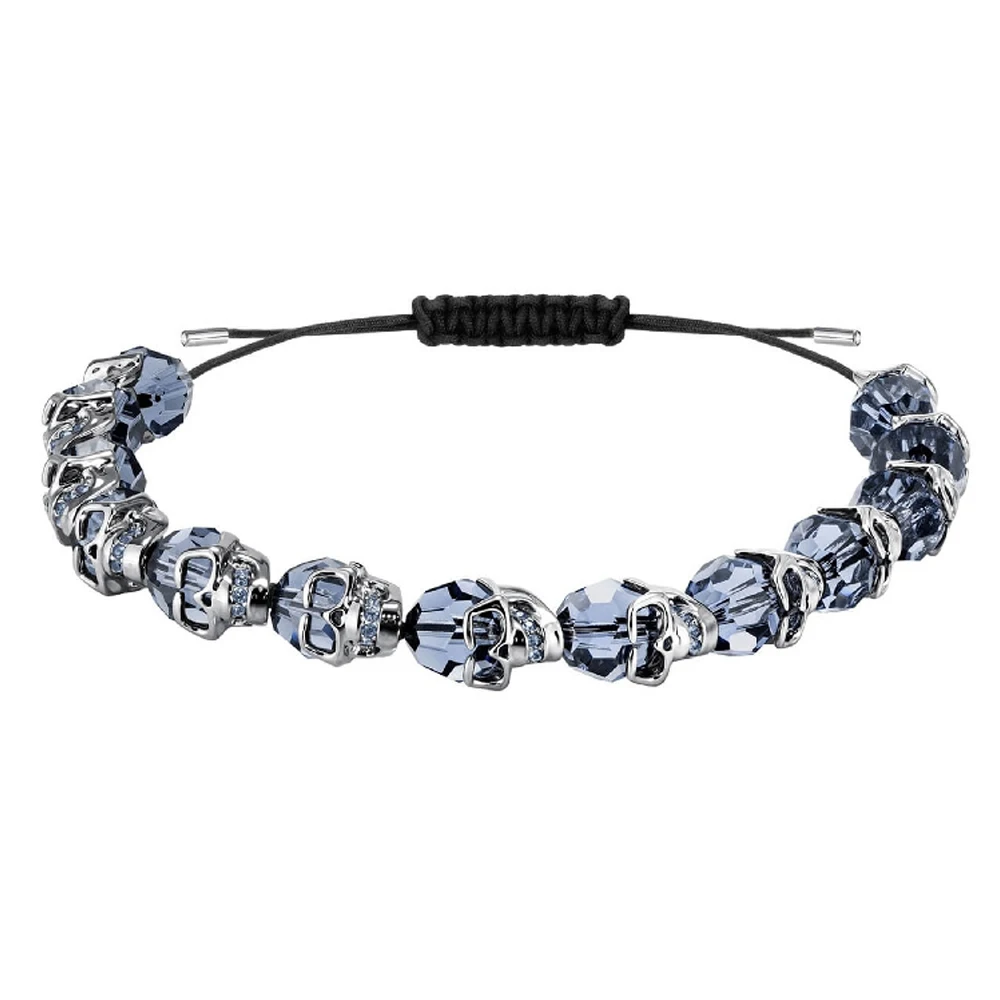 

Blue Crystal & Skull Bead Bracelet - Edgy Cool Statement Jewelry