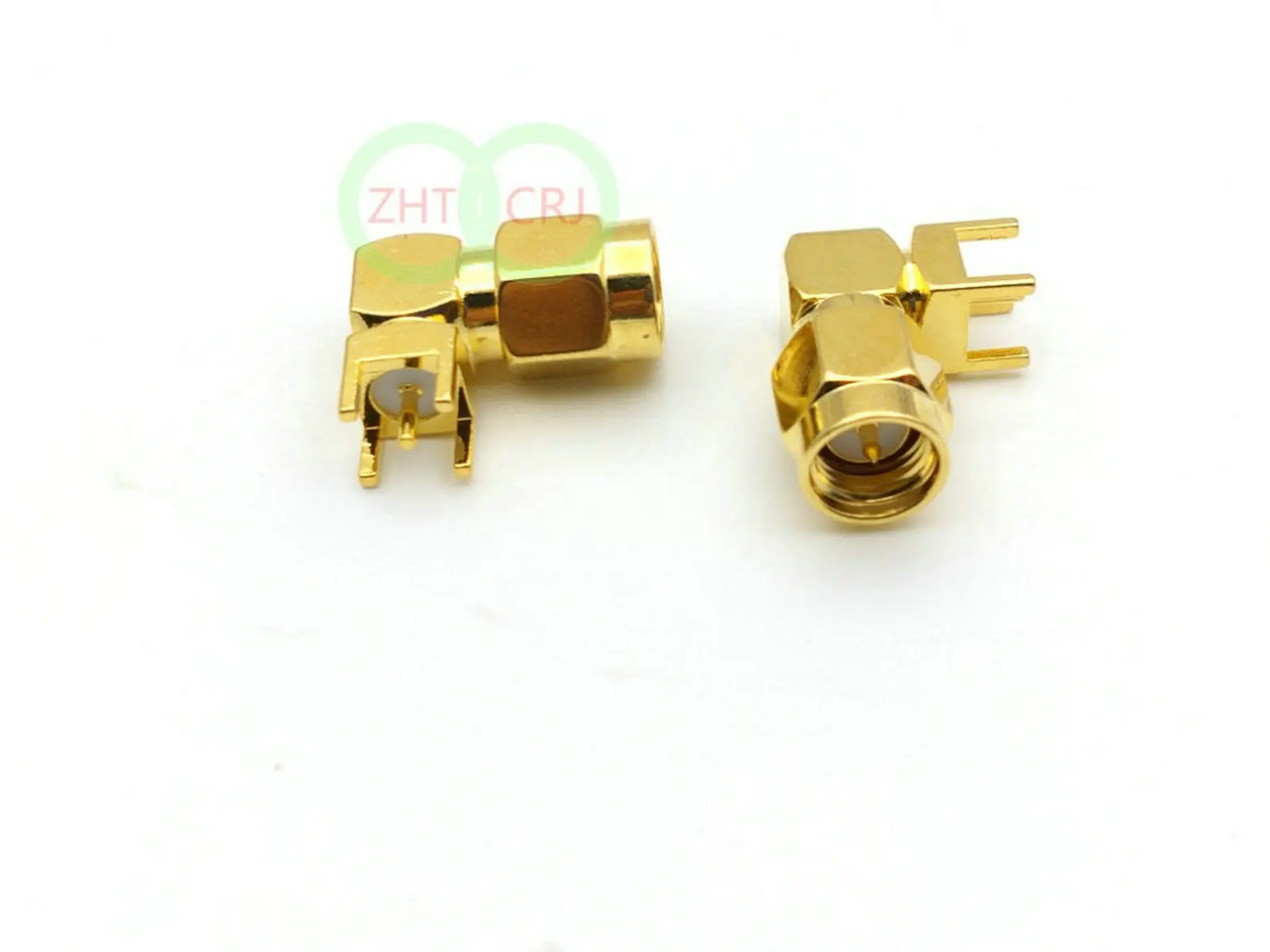 Gold plated SMA Plug male right angle thru hole PCB Mount RF Coax adapter