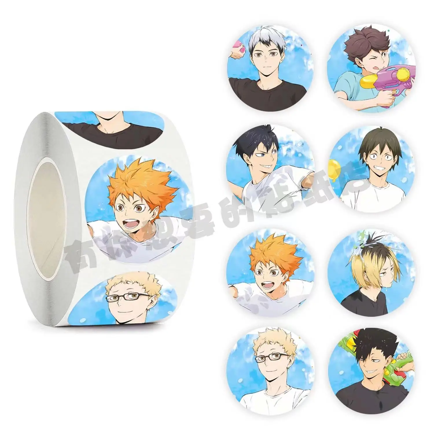 Anime Haikyuu!! Cosplay Handbook Cute Round Curly Ornament Adhesive Label Cartoon 500 Stickers/rolls Decorate Birthday Xmas Gift