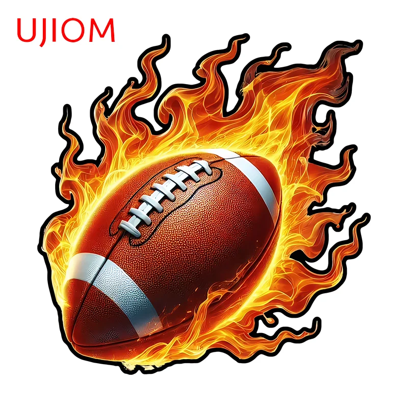 UJIOM Rugby Ball Burning with Fire Wall Sticker Amusing Bathroom Veneer Laptop Toolbox Decal Practical Smart Home Accessories