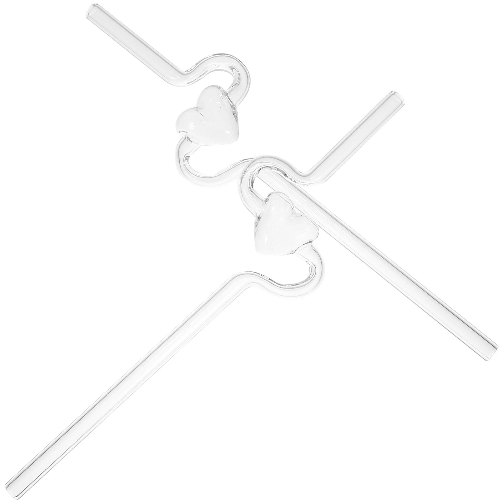 

2Pcs Couple Heart Shaped Glass Reusable Straws for Juice Smoothies Cocktails Valentine's Day Wedding Party Glass Heart Straws