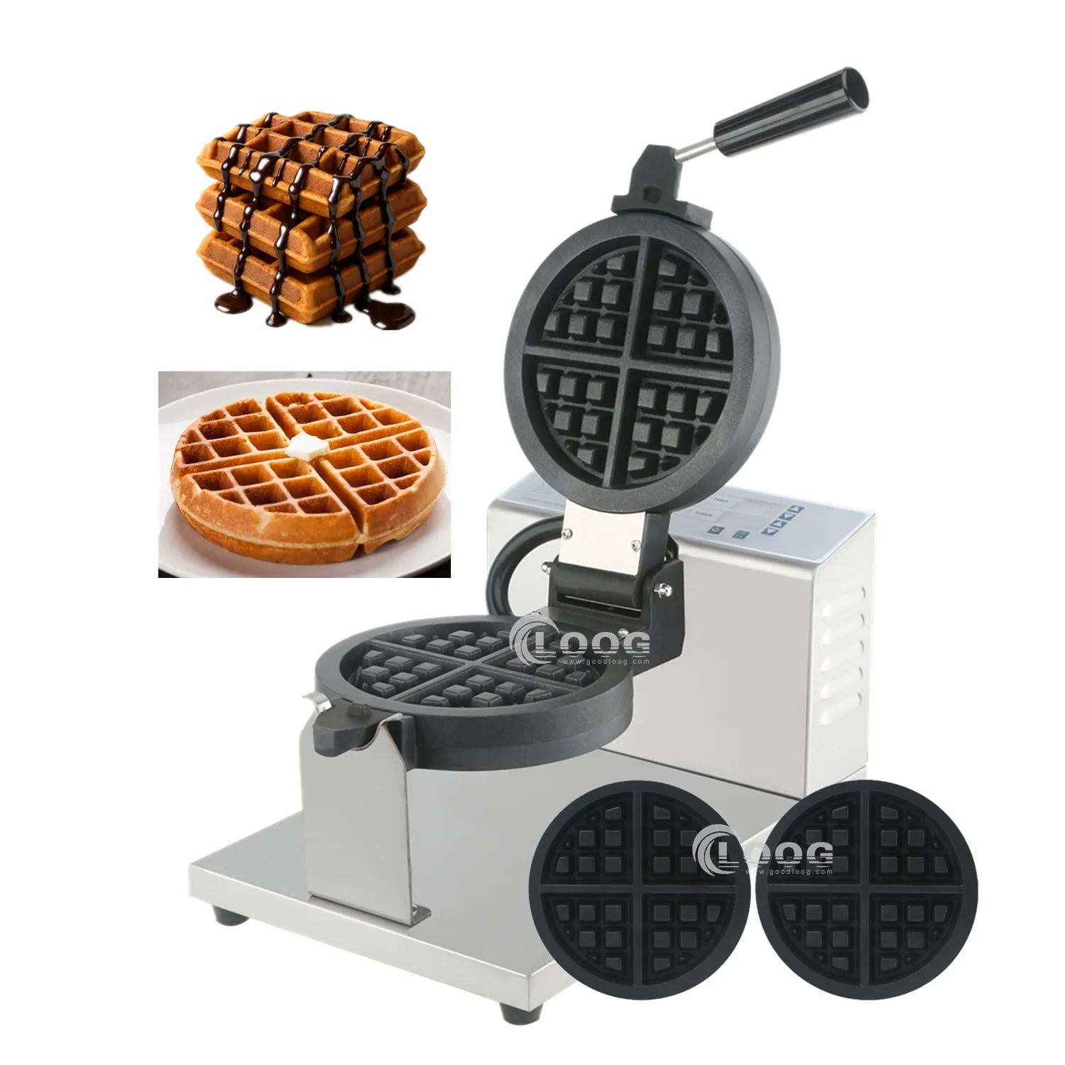 CE Certification High Quality Belgian Waffle Maker 110V 220V Commercial Flip Waffle Maker Machine With Removable Plates
