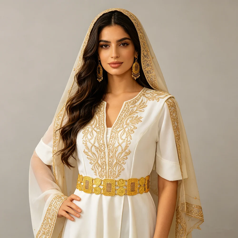 

Luxury Middle Eastern Waist Chain Golden Tone With Engraved Coin Links Sparkling Rhinestones For Wedding