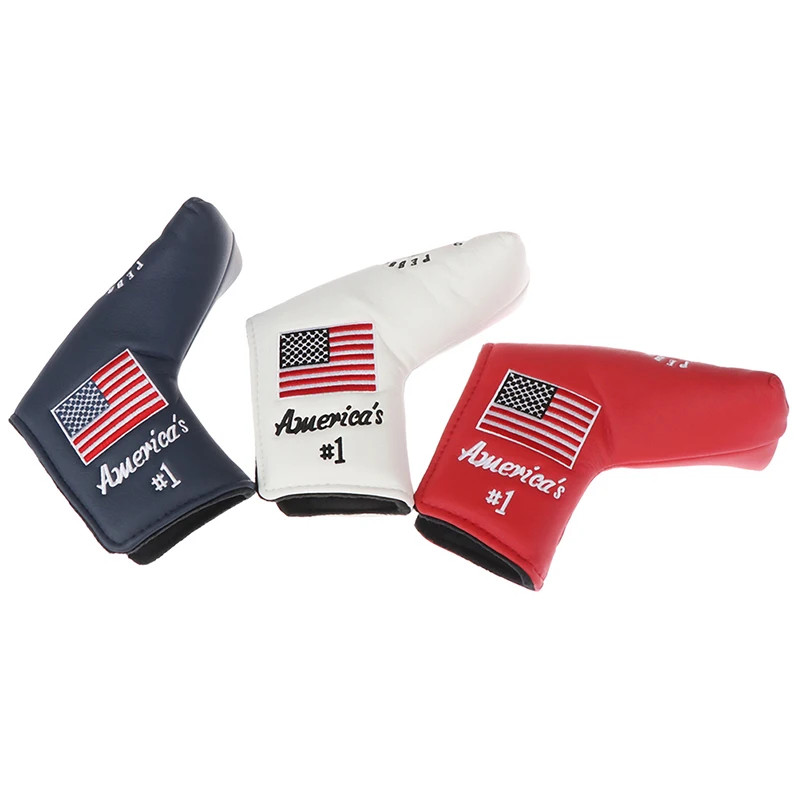 High Quality 1Pc America Flag Pebble Beach Golf Putter Head Cover Blade Putter Cover