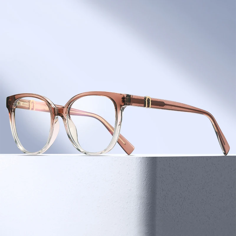 BEMORE Trendy Handmade Acetate Prescription Eyewear Anti-Blue Light Photochromic Round Myopia Progressive Women Glasses