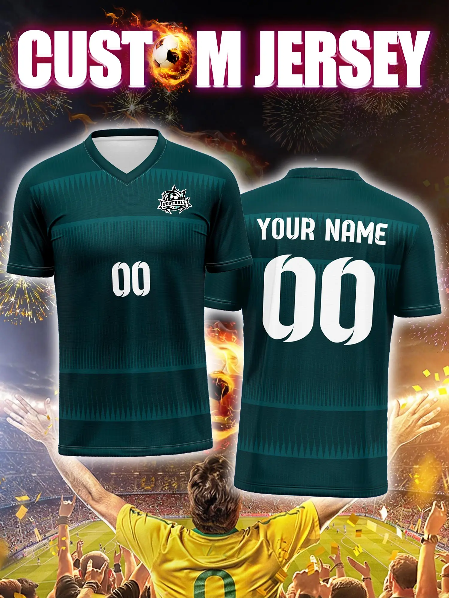 

Футбольная форма на заказ с индивидуальным изображением, номером и именем, стильная уличная одежда для футбола в городском стиле.