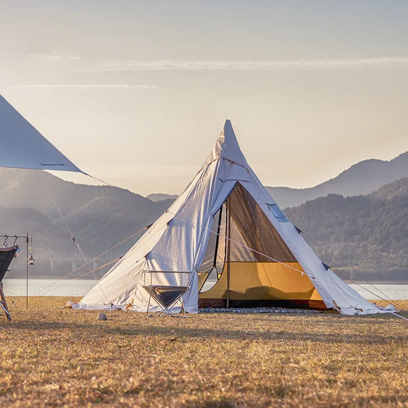 Multi-Person Camping Outdoor Indian Pyramid Cotton Canvas Pyramid Teepee Tent