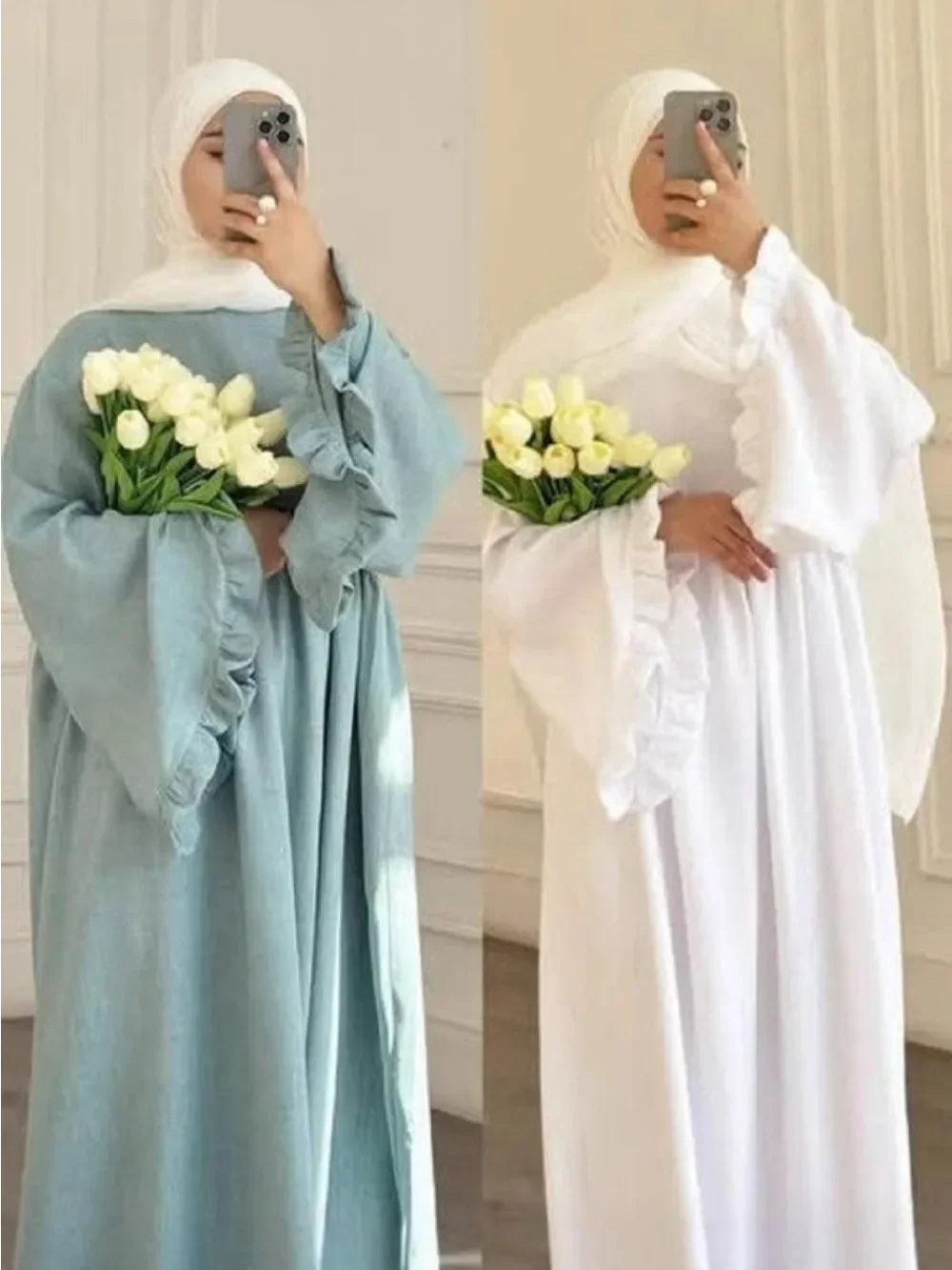 

Ид мусульманское женское платье Абая с расклешенными рукавами, элегантное платье, вечерние платья Largos, кафтан Джалабия, Рамадан, длинные платья, кафтан, халат 2025