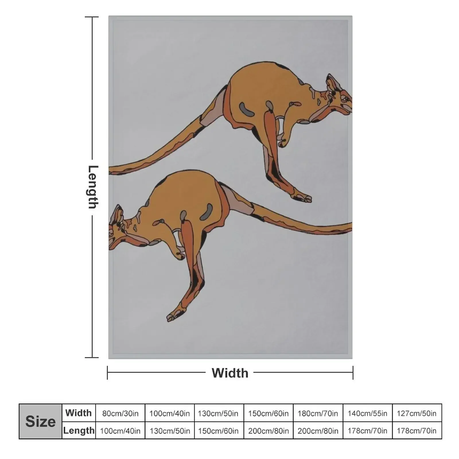 minimalistic jumping brown australian kangaroo illustration Throw Blanket couch cozy soft plush fuzzy picnic outdoor blanket