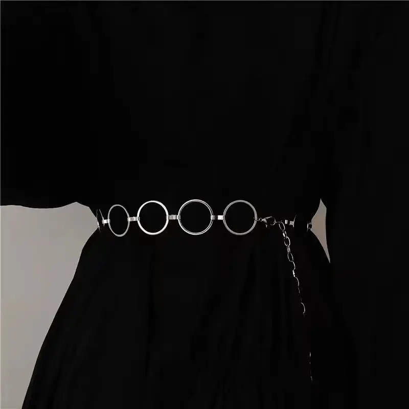 European and American Metallic Belt Personalized Circle Accessory for Dresses Waist Chain Accessories Fashion Ornament