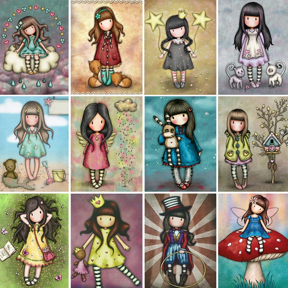 

Набор алмазной живописи 5d, мультяшная кукла для девочек, вышивка крестиком, детская вышивка, мозаика, украшение для дома, сделай сам, Рождественский художественный подарок