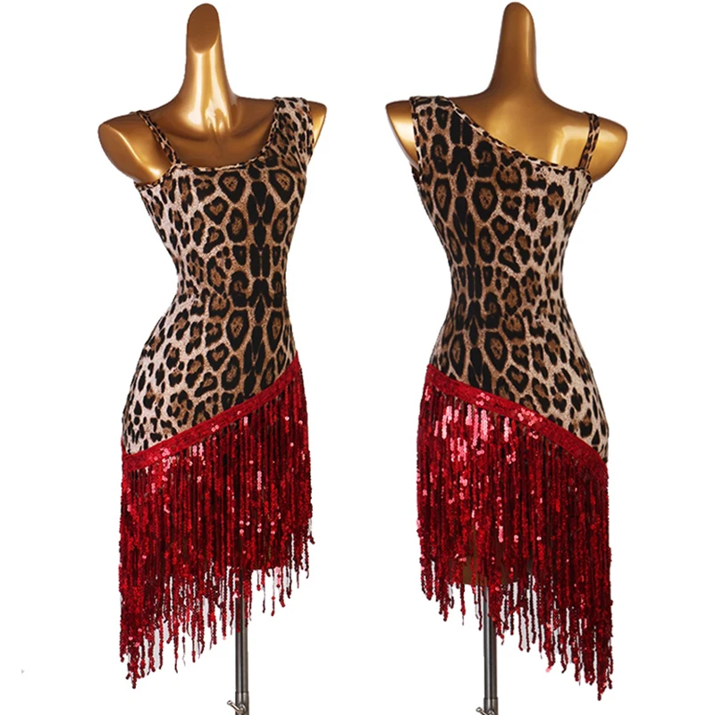 فستان الرقص اللاتيني للكبار صيفي بدون أكمام فساتين ممارسة تشا تشا رومبا ملابس الأداء ملابس الرقص اللاتينية VDL4250