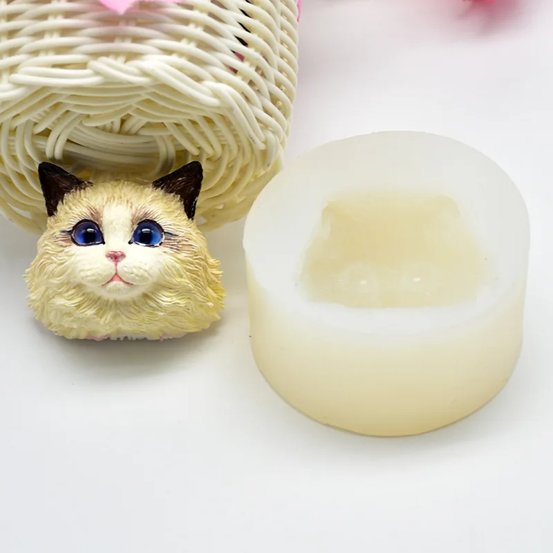 3D Cat Silicone Cake Topper Decor Fondant Sugarcraft Molds Chocolate Baking Soap Aromatherapy Clay Wax Candle Making Mould Tool