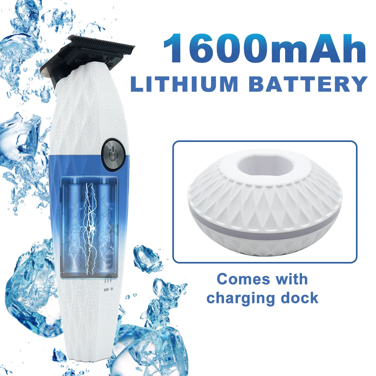 Kit de máquina de cortar cabelo profissional lâmina dlc 10000rpm com carregador base azul faca hipoalergênica net dupla folha máquinas barbeiro