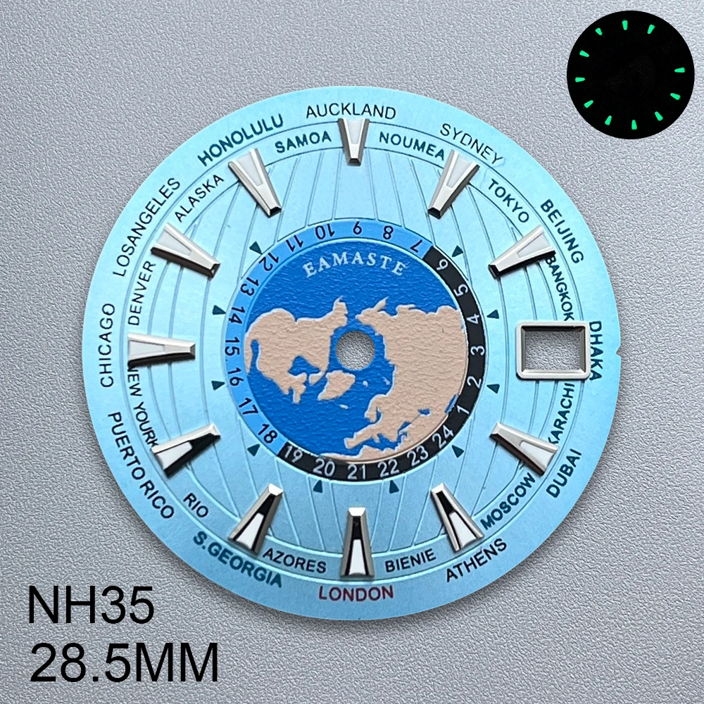 Esfera con logotipo S de 28,5mm compatible con movimiento japonés NH35/NH36, reloj luminoso verde de alta calidad, accesorios modificados