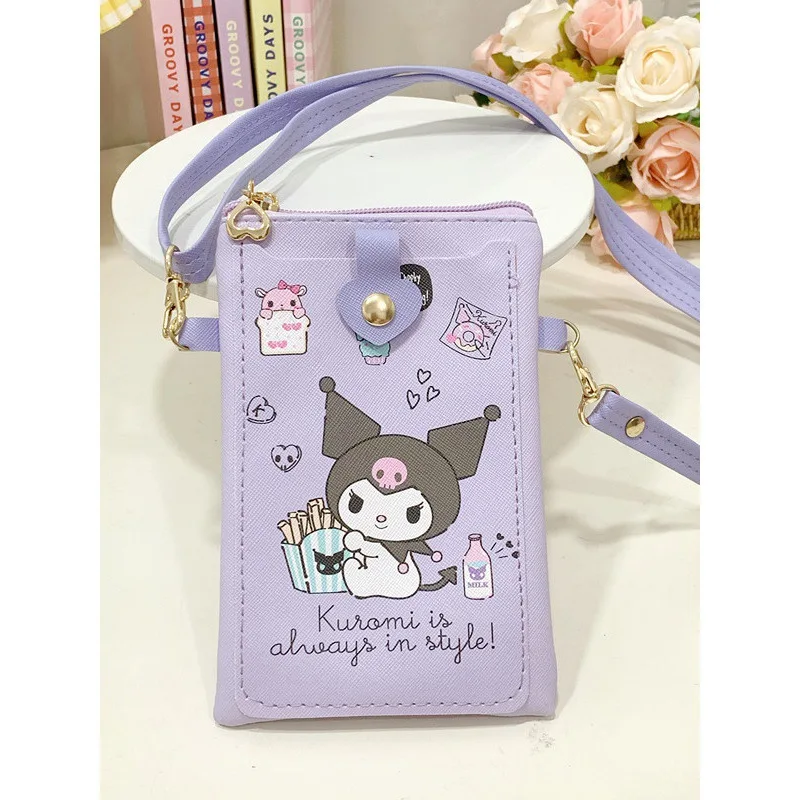 Hello Kitty Coin Pouch Sanrio Bags Melody Kuromi Cinnamoroll Phone Case Pudding Cute Wallet Crossbody Bag Printed Card Holder