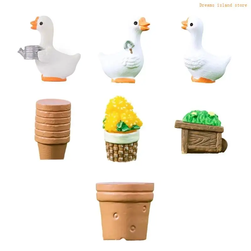 10 pezzi in miniatura ornamenti anatra resine figurine animali per dono decorazione piante in vaso in vaso casa e