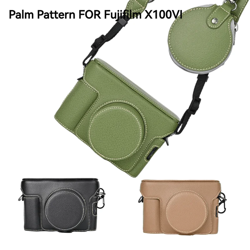 Luxury X100VI Full Body Camera Bag For Fujifilm X100VI Battery Opening PU Leather Protective Case Cover With Shoulder Strap