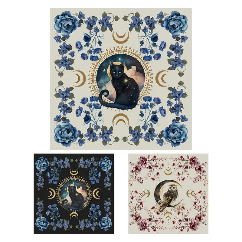 Altar Tarot Card Cloth 75x75cm Constellation Moon Phase Flower Animal Tablecloth Astrology Tarot Divination Tablecloth Card Pad