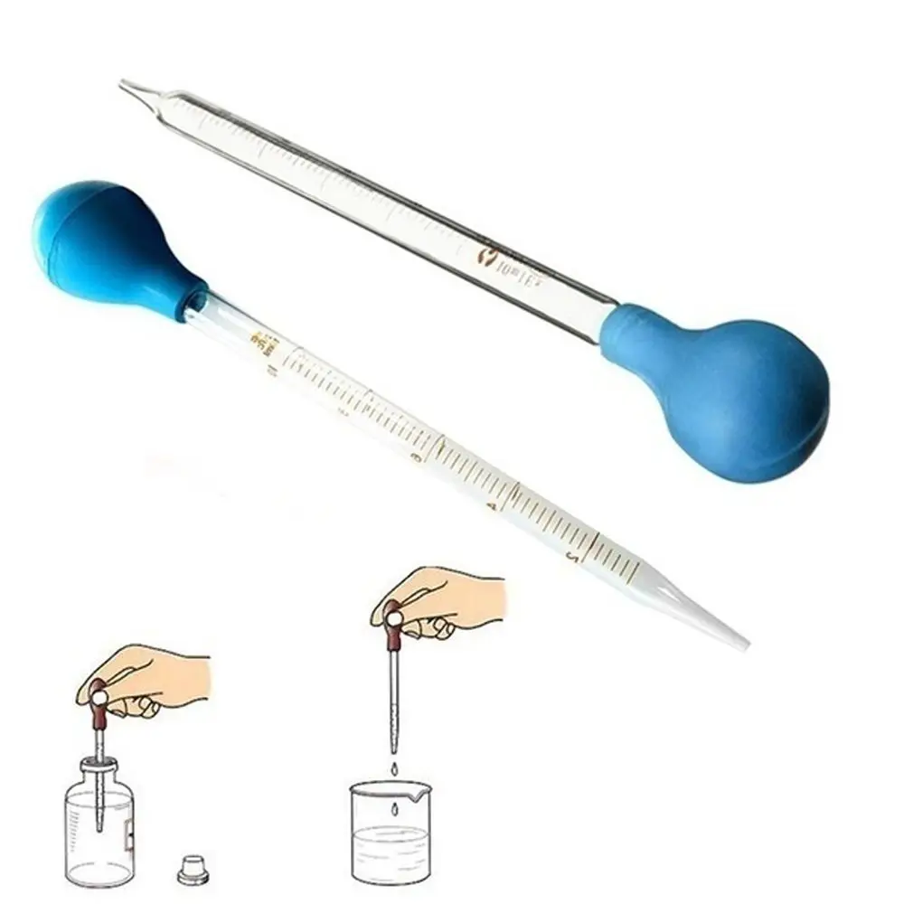 Glass Scale Line Dropper Pipette Lab Dropper Measuring Dropping Pipet Blue Rubber Head Pipettes Measuring