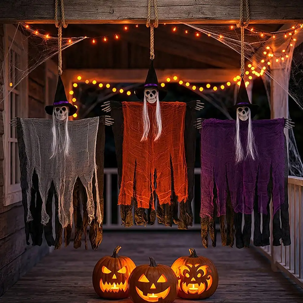 Outdoor Halloween Hanging Ornament Spooky Door Hanging Decor 38 Halloween Hanging Witch Decoration Spooky Flying Skeleton Ghost