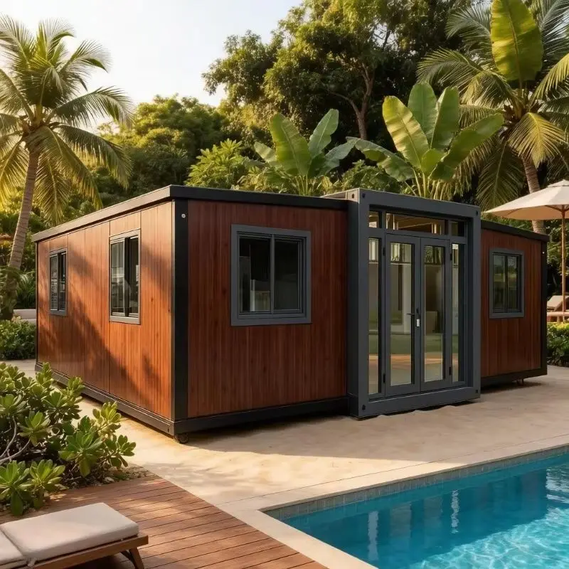 20ft Portable Prefab Beach Cabin Container House DIY Modular Tiny Home with Bathroom for Summer Living