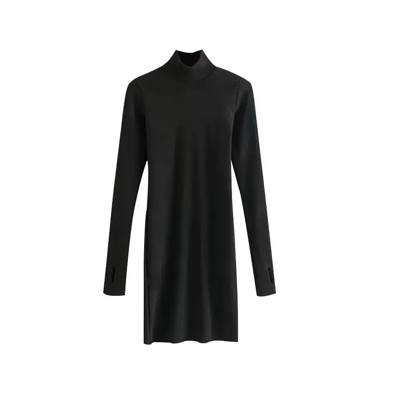 Dresses Women Turtleneck Solid Tight Fit Long Sleeve European Style Sexy Spicy Girls Spring Bodycon Simple Trendy Vestidos Mujer
