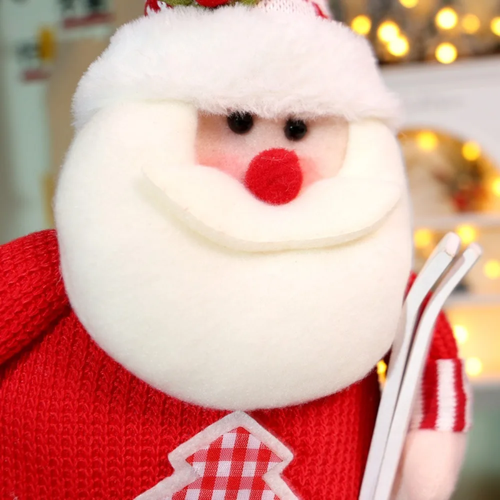 Knitted Style Christmas Telescopic Doll Standing Posture Red Christmas Doll Ornament Home Ornaments Santa Claus