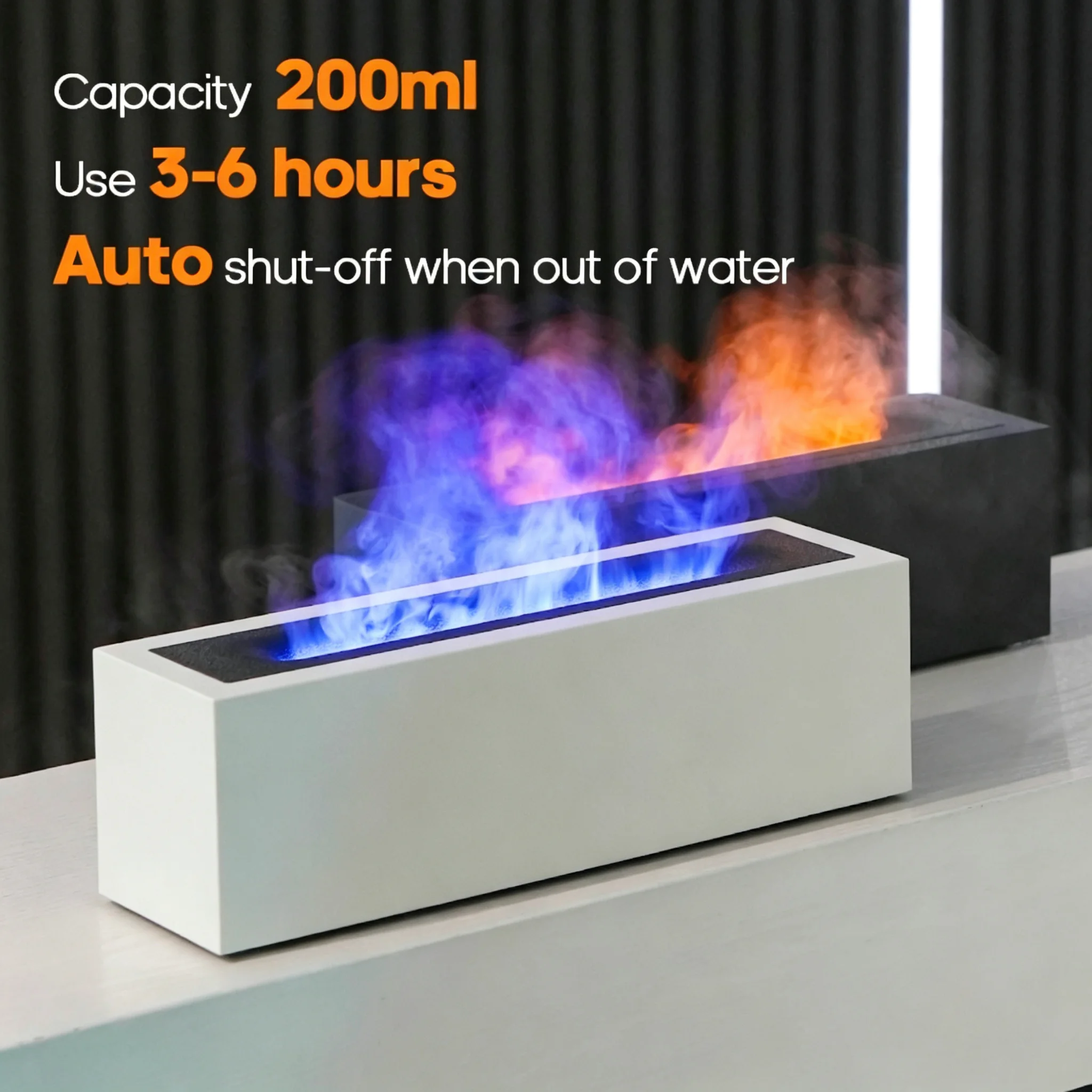 Simulated Flame Aroma Diffuser Fireplace Essential Oil Humidifier LED Flame Night Light Ultrasonic Cool Mist Air Freshener Home