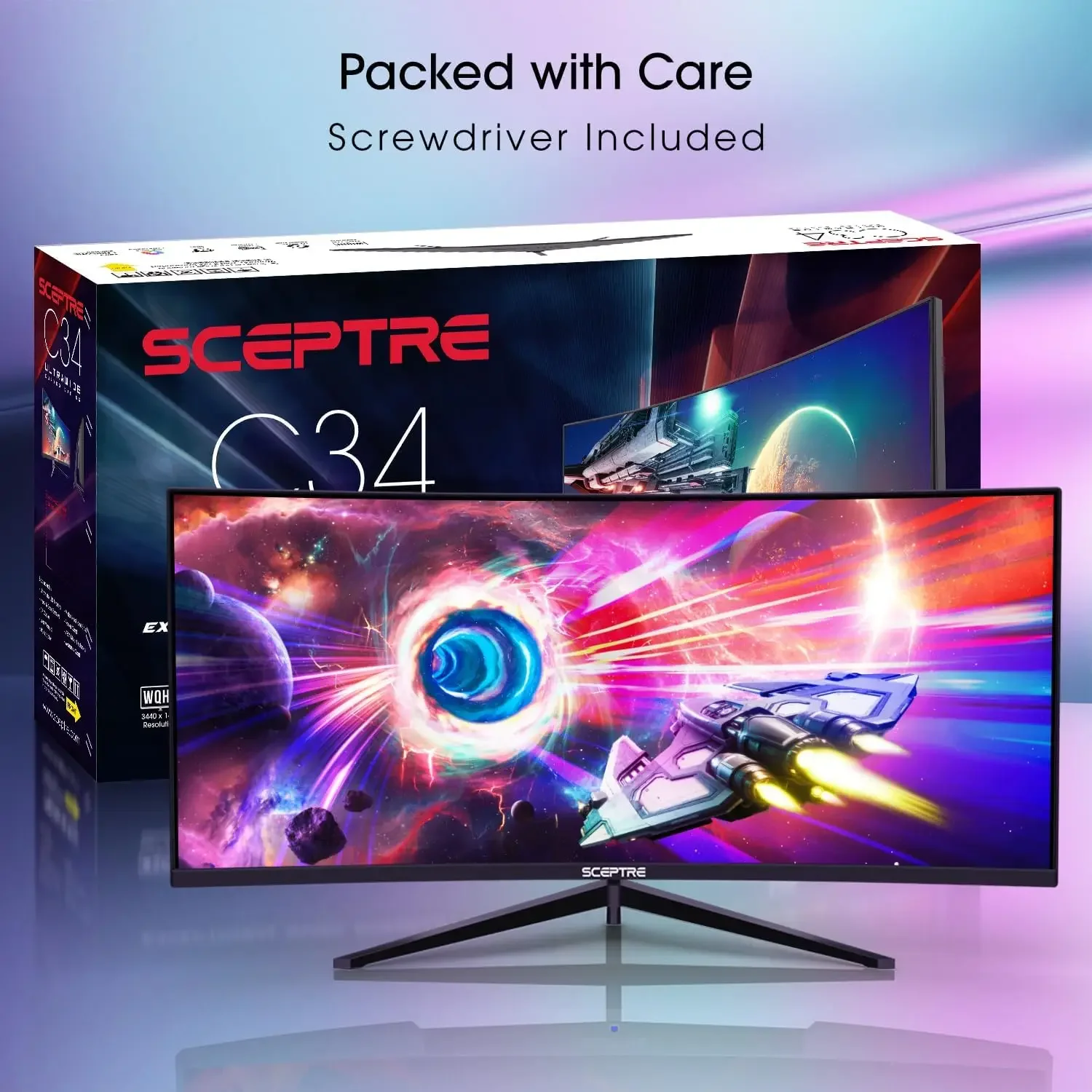 Sceptre 34-Inch Curved Ultrawide WQHD Monitor 3440 x 1440 R1500 up to 165Hz DisplayPort x2 99% sRGB 1ms Picture