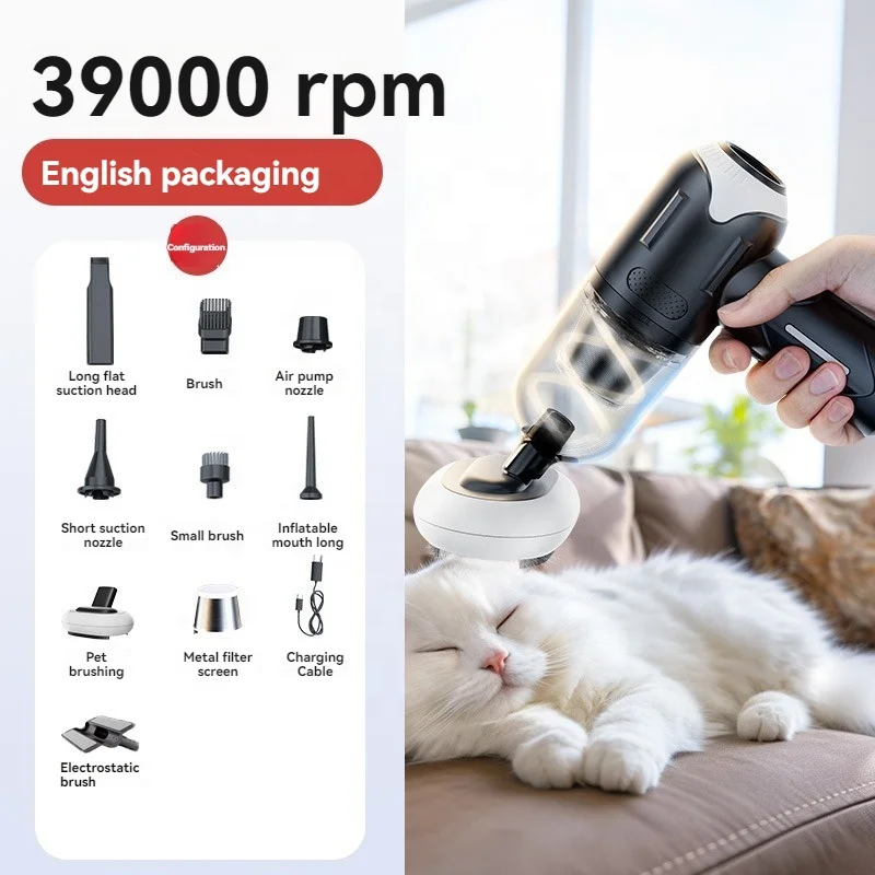 Multifunctional Luxury Dog Hair Vacuum Customizable Low Noise Adjustable Speed Pet Vacuum for Cats Dogs
