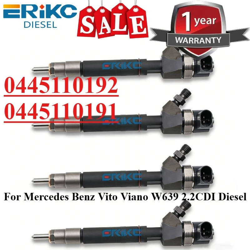 

4PCS New 0445110192 A6470700087 0445110191 Diesel Fuel Injector For Mercedes Benz Vito Viano W639 2.2CDI Diesel