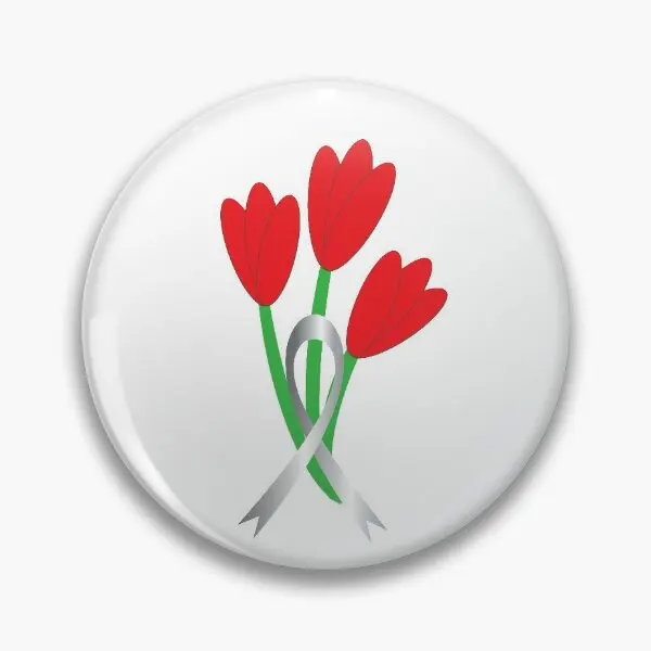 Parkinson Is Awareness Ribbon Red Tulips  Soft Button Pin Decor Badge Brooch Cartoon Gift Lover Creative Jewelry Women Clothes