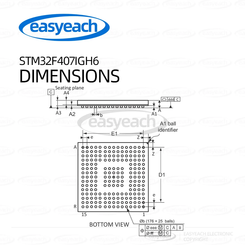 STM32F407IGH6 STMicroelectronics UFBGA-201 ARM Cortex-M4 وحدات التحكم الدقيقة 32 بت-MCUs