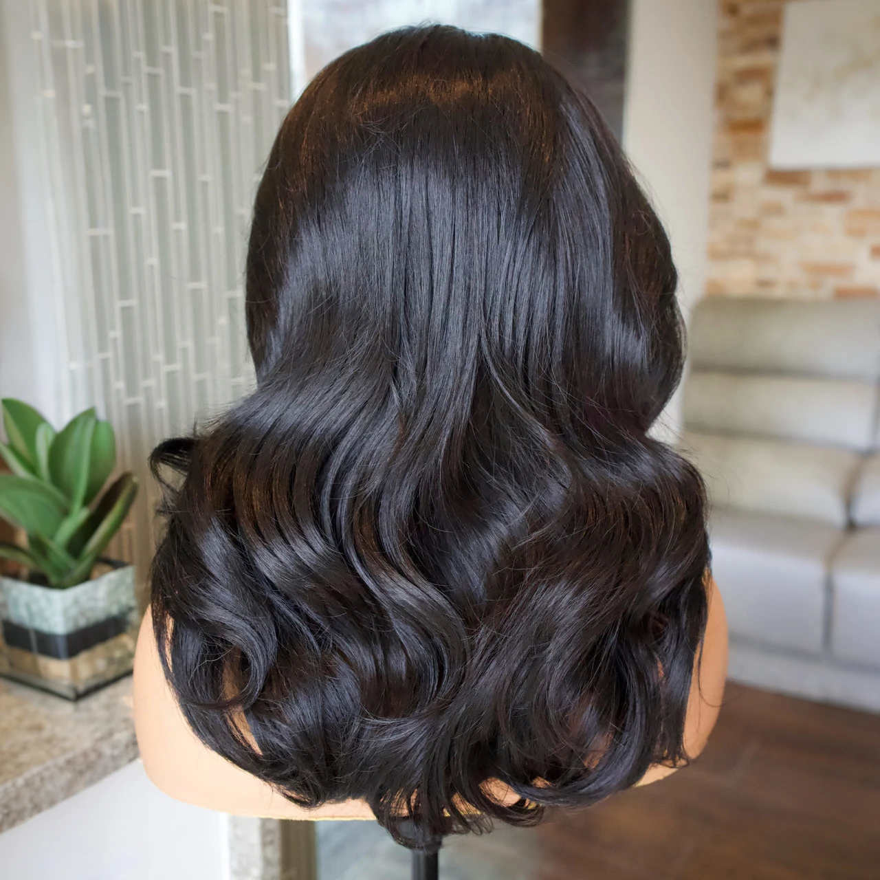 Short Black Loose Body Wave Bob Wig Synthetic Hair Shoulder Length Side Part Pre Plucked Glueless 13X4 Frontal Wigs for Women