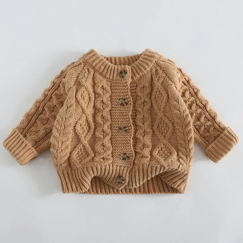 Children's Sweater Spring Autumn Winter Children's Fried Dough Twists Knitwear Boys and Girls' Thickened Warm Coat