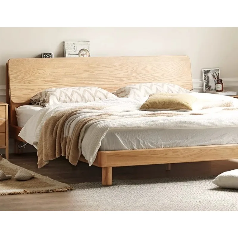 

Full solid wood bed Modern simple oak double bed
