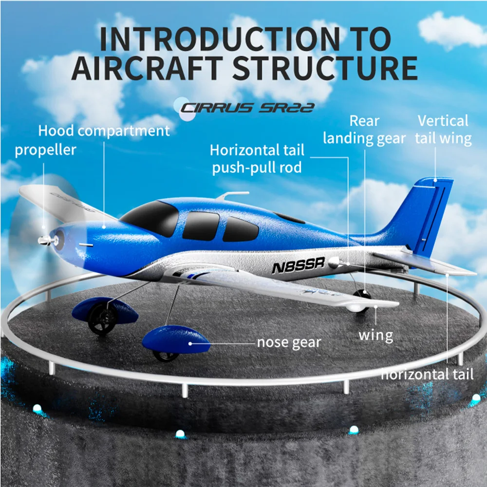 9IMOD RC Plane 580(SR22) Brushless 4CH Airplane EPP Automatic Balancing 30Min Flight Time 1000mAh Remote Control Gliding Aircraf