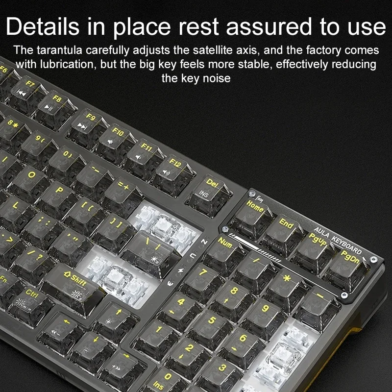 2024 High Quality wholesale  Ice Crystal Switch AULA F98 99-Key Wired 2.4G wireless RGB Three Mode Mechanical Keyboard