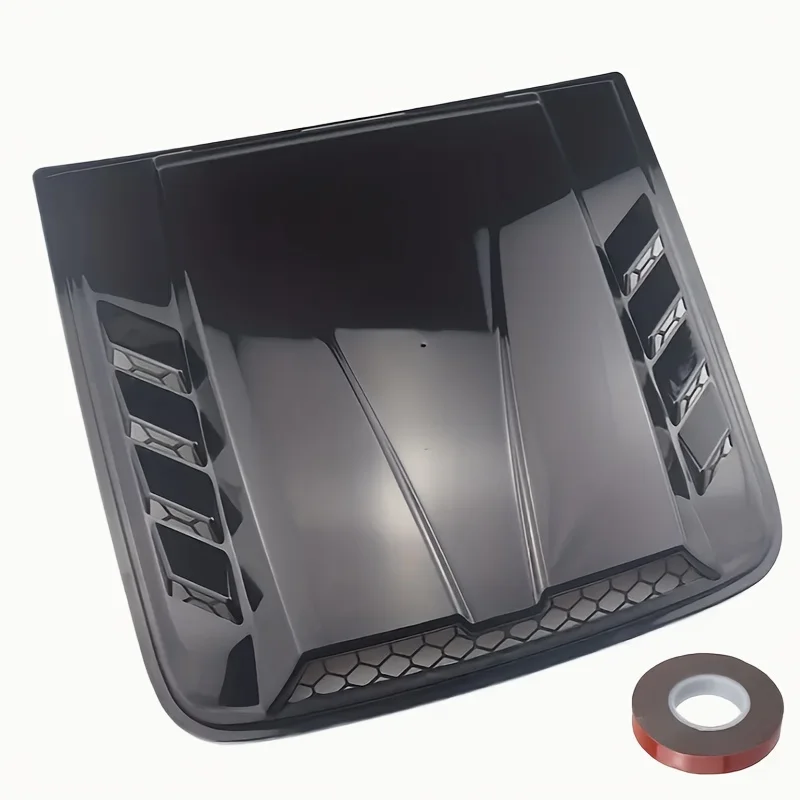 

1pc Car Hood Vent Cover Glossy Black Car Hood Decorative Vent Cover Simulated Airflow Design Adhesive Vent Cover Car Accessories